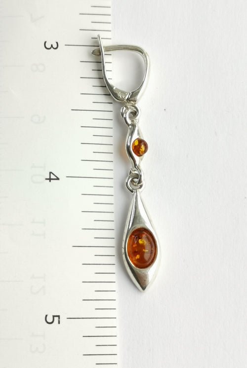 Amber Earrings in Sterling Silver with London Lock