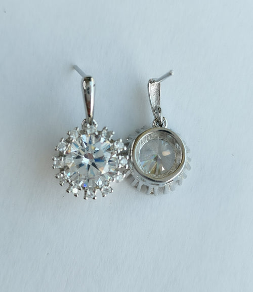 CZ Flower Earrings in Sterling Silver