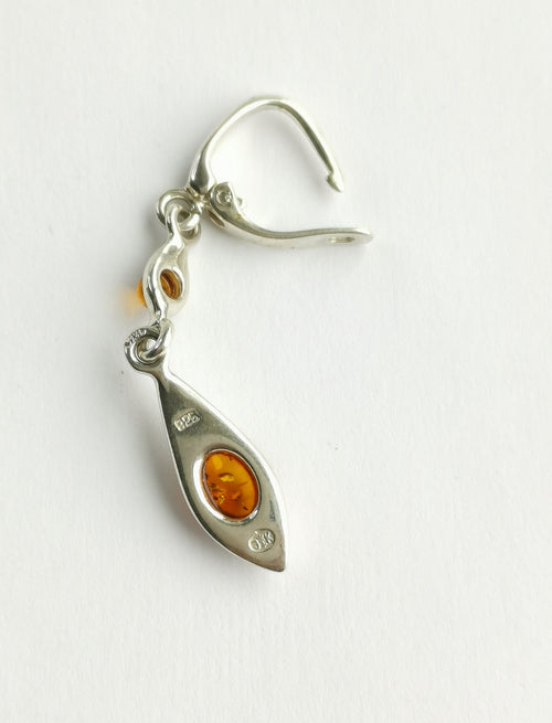 Amber Earrings in Sterling Silver with London Lock