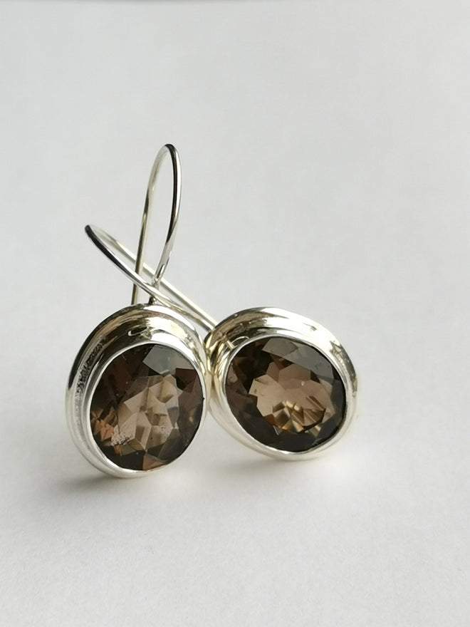 Smokey Topaz / Smoky Quartz Drop Earrings in Sterling Silver